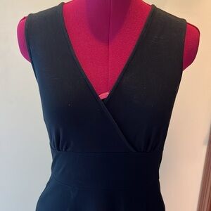 New York& Co  Dress midi wrap top/ flare skirt  cotton stretch black  Sz.XS NWOT